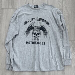 Harley-Davidson Gray Skull Graphic Long Sleeve Tee